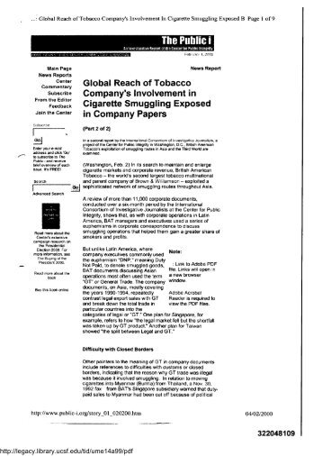 Global Reach of Tobacco Company's Involvement in Cigarette ...