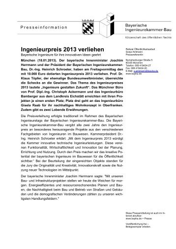 Pressemitteilung (pdf) - Bayerische Ingenieurekammer-Bau