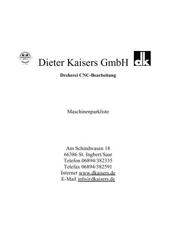 Dreherei Cnc-Bearbeitung - Dieter Kaisers Gmbh
