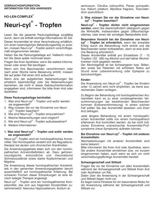 Neuri-cyl® - Tropfen - Pharma Liebermann