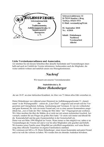 Eulenspiegel 06/2010 - Traditionsverein Aufklärungsgeschwader 51 ...