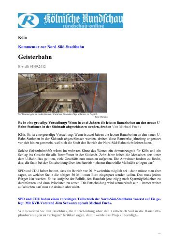 Geisterbahn – Kölnische Rundschau vom 05.09.2012 - AG Heidekaul