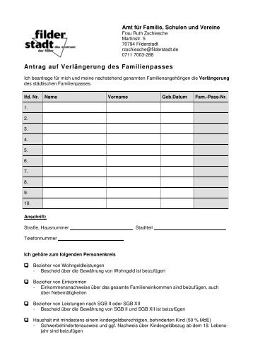 Antrag Verlängerung - Stadt Filderstadt