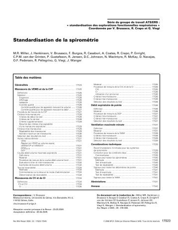 Standardisation de la spirométrie - SPLF