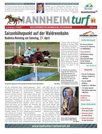 Rennbahnzeitung Mannheimturf Ausgabe April 2013 zum Badenia