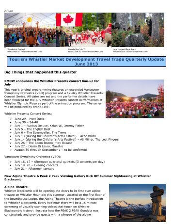 Quarter 2 - the Tourism Whistler Travel Trade website. - Whistler