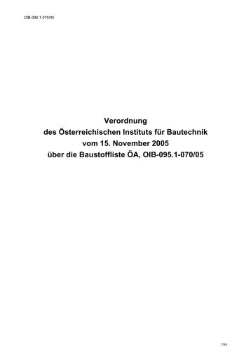 3. Ausgabe der Baustoffliste ÖA - OIB