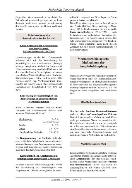 LFS Tamsweg Aktuell 2004 - Landwirtschaftliche Fachschule ...