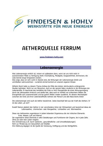 Aetherquelle Ferrum I bis IV - Findeisen & Hohly