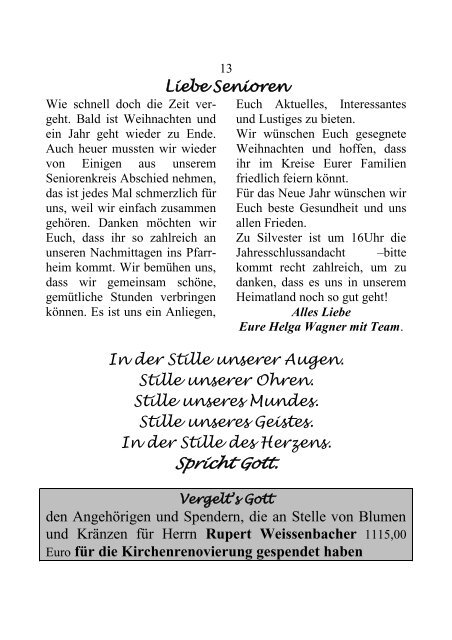 Pfarrblatt WEIHNACHTEN 2011 - Texte - Pfarre Bad Vigaun