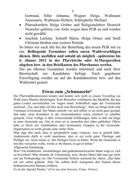 Pfarrblatt WEIHNACHTEN 2011 - Texte - Pfarre Bad Vigaun