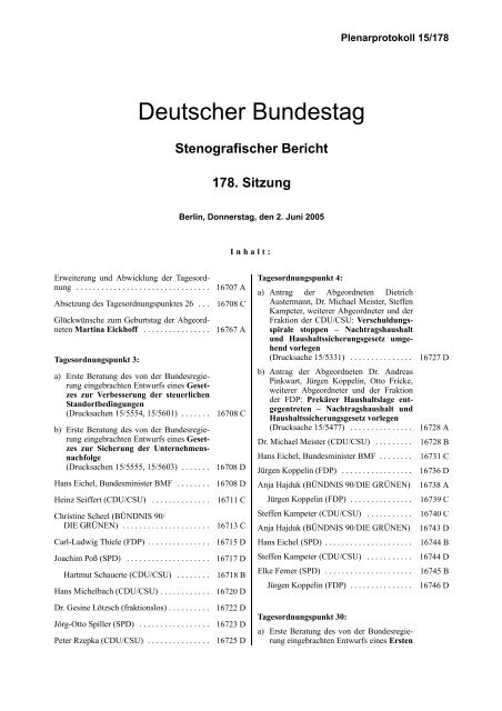 Stenografischer Bericht - Deutscher Bundestag