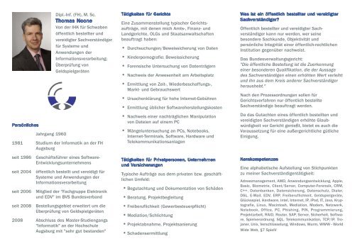 Info-Flyer als PDF - EDV-Sachverständigenbüro Thomas Noone