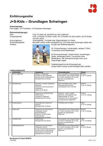 J+S-Kids – Schwingen: Grundlagen (pdf) - mobilesport.ch