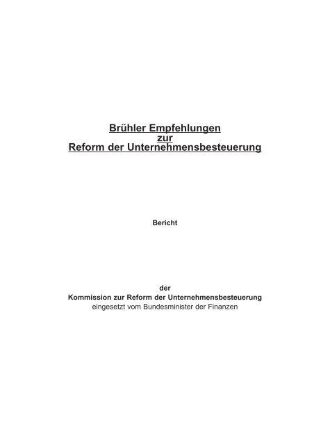 Brühler Empfehlungen zur Reform der Unternehmensbesteuerung