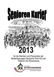 für die Rentner und Pensionäre der Niederlassungen Deutsche Post ...