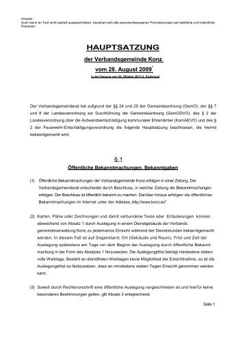 Hauptsatzung VG Konz - Aktuelle Fassung.pdf - Verbandsgemeinde ...