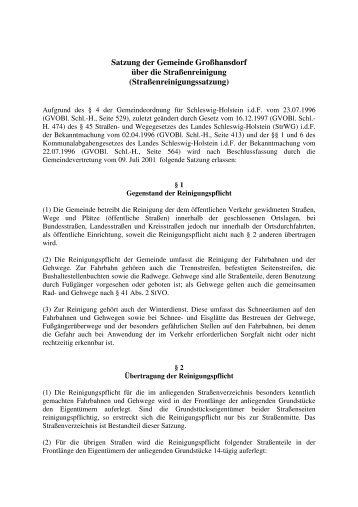 Satzung der Gemeinde Großhansdorf über die Straßenreinigung ...