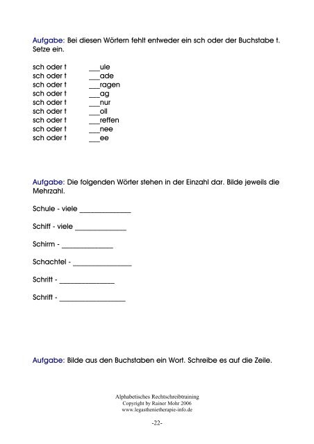 Alphabetisches Rechtschreibtraining - Legasthenietherapie-Info