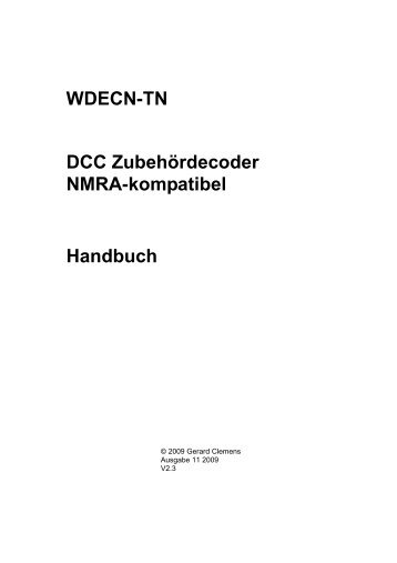 WDECN-TN DCC Zubehördecoder NMRA-kompatibel Handbuch