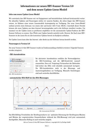 Informationen zur neuen HRV-Scanner Version 3.0 ... - BioSign GmbH