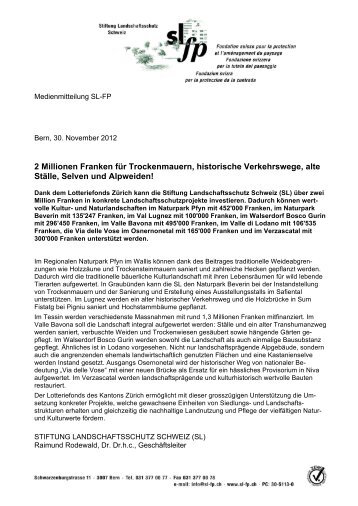 2 Millionen Franken für Trockenmauern, historische Verkehrswege ...