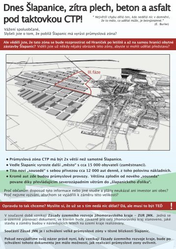 Dnes Šlapanice, zítra plech, beton a asfalt pod ... - Čisté Šlapanice