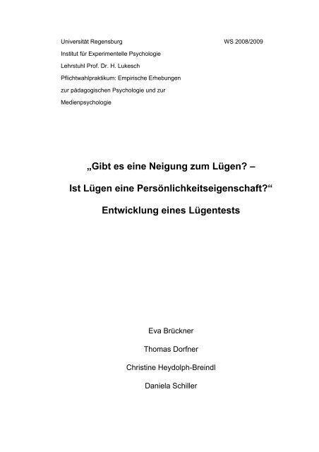 „Gibt es eine Neigung zum Lügen? – Ist Lügen eine ...