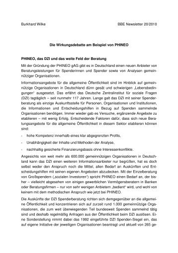 Die Wirkungsdebatte am Beispiel von PHINEO - BBE