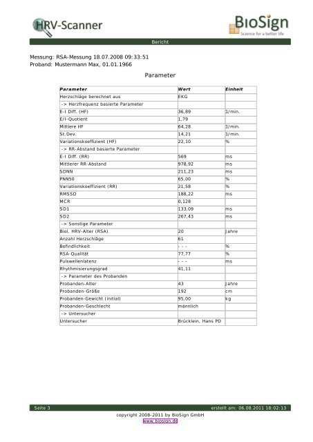 Rang-Diagramm - BioSign GmbH