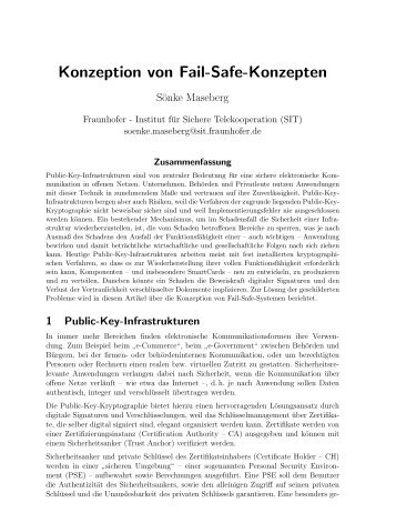 Konzeption von Fail-Safe-Konzepten - www-user