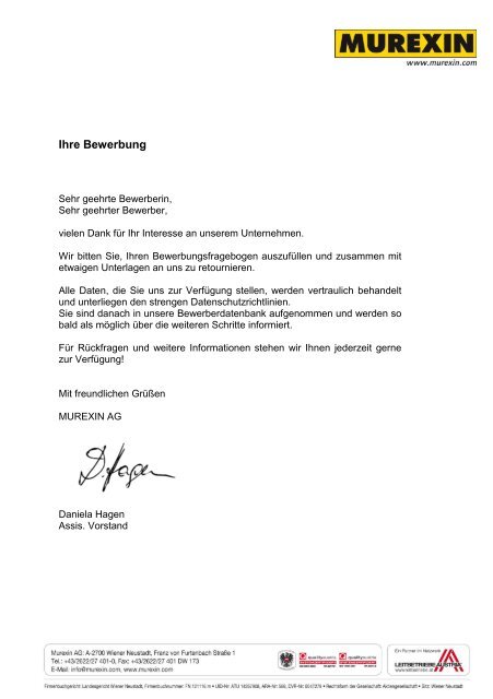 Bewerbungsfragebogen (PDF) - Murexin AG