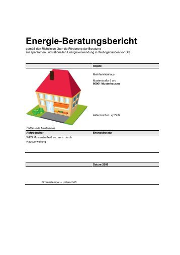 Beratungsbericht Muster - Hausverwaltung Potzler GmbH