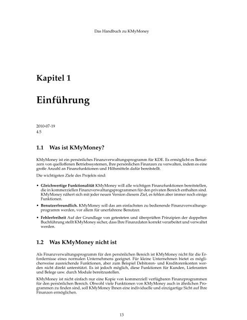 Das Handbuch zu KMyMoney - KDE Documentation