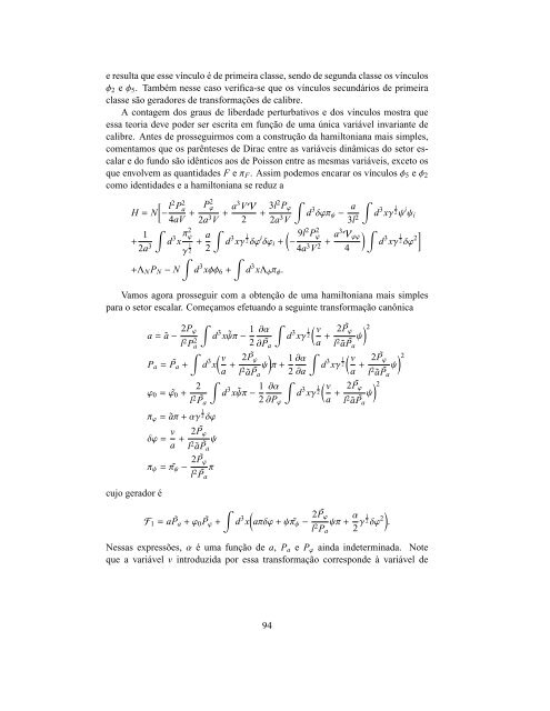 Teoria de Perturbações Invariantes de Calibre em ... - CBPFIndex