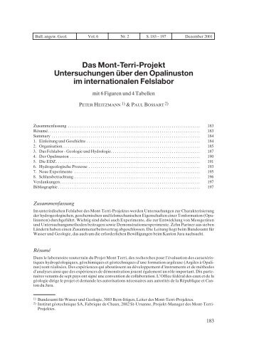 Das Mont-Terri-Projekt Untersuchungen über den Opalinuston im ...