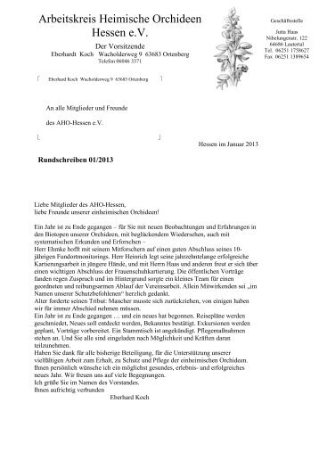 Rundschreiben der Geschäftsstelle 1/2013 - AHO-Hessen