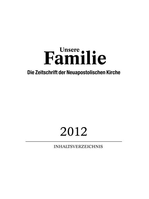 Jahres-Inhaltsverzeichnis »Unsere Familie« 2012