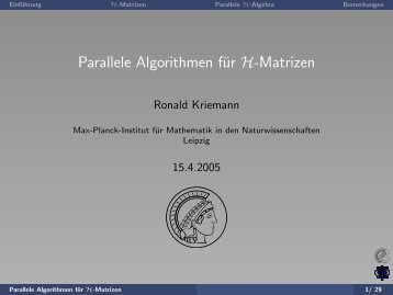 Parallele Algorithmen für H-Matrizen