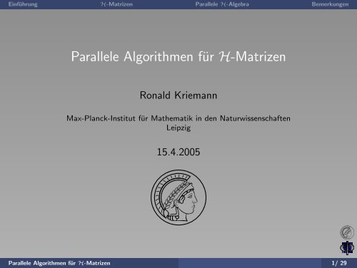 Parallele Algorithmen für H-Matrizen