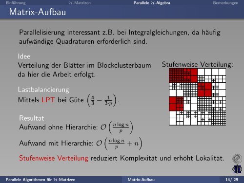 Parallele Algorithmen für H-Matrizen