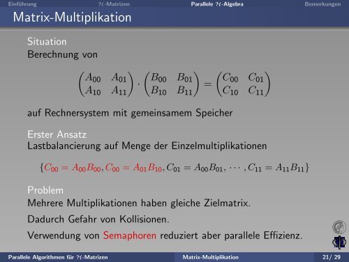 Parallele Algorithmen für H-Matrizen