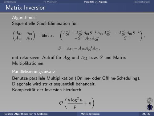 Parallele Algorithmen für H-Matrizen