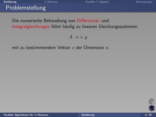 Parallele Algorithmen für H-Matrizen