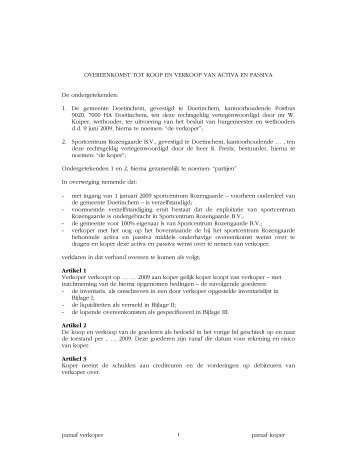 Overeenkomst activa en passiva - Bestuurlijke informatie van de ...