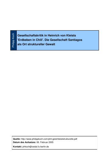 ch Gesellschaftskritik in Heinrich von Kleists ... - Philipp B. Koch