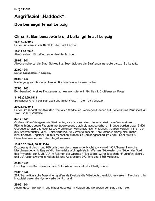 Chronik: Bombenabwürfe und Luftangriffe auf Leipzig - Historicum.net