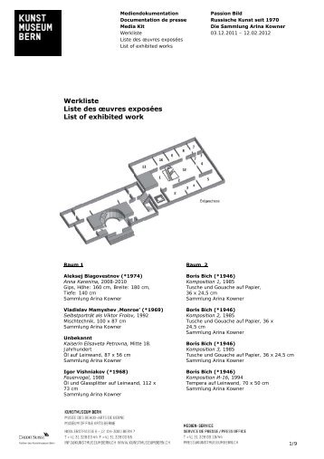 Werkliste Russische Kunst (pdf) - Kunstmuseum Bern