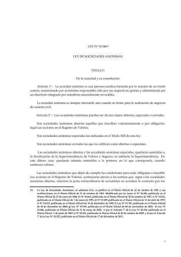 Ley 18.046 Sociedades Anónimas - Sofofa