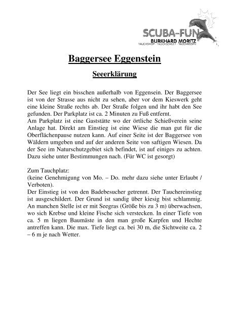 Baggersee Eggenstein - Scuba-Fun